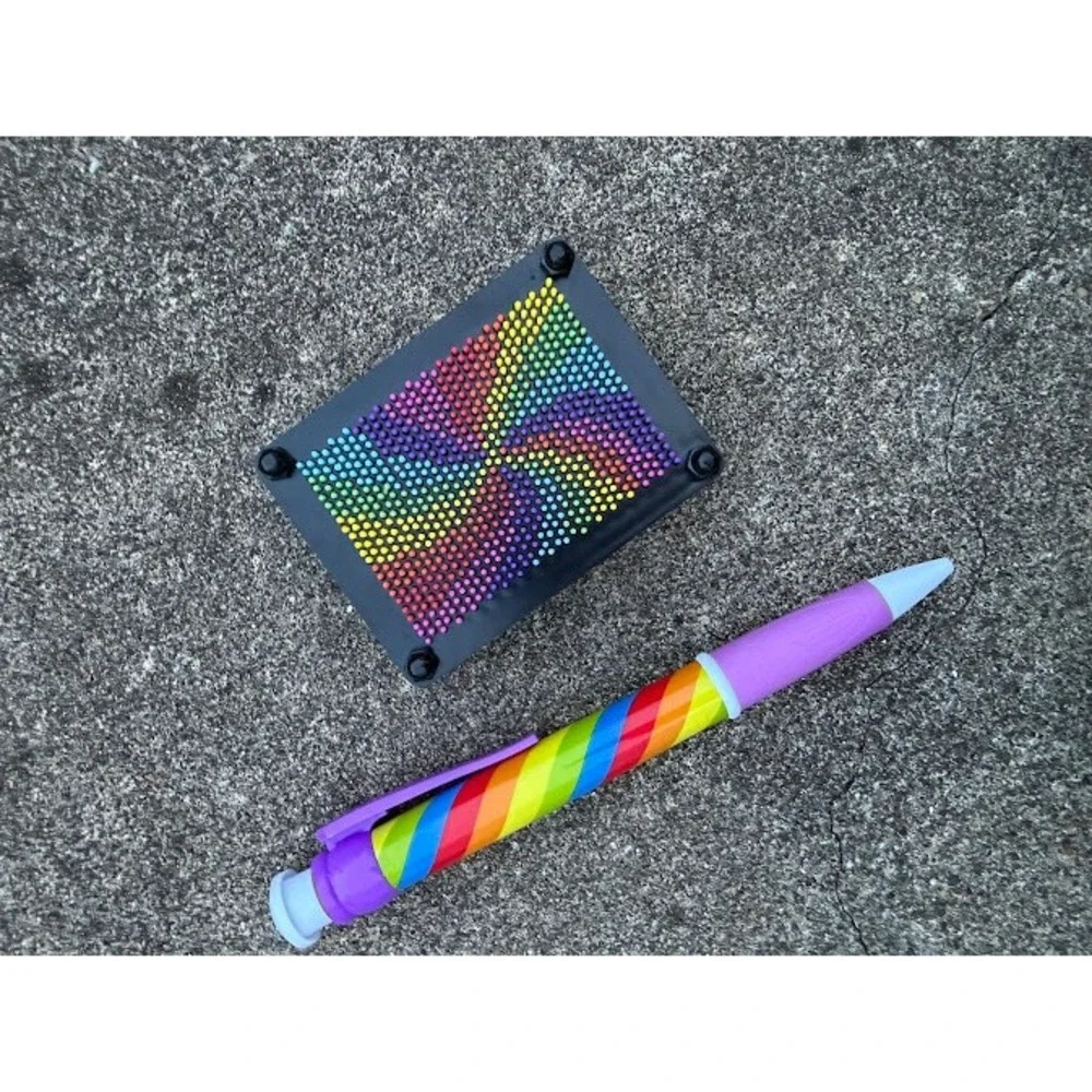 Rainbow Pin Art Toy and Jumbo Rainbow Novelty Pen Set Colorful Sensory Desk‎ Toy